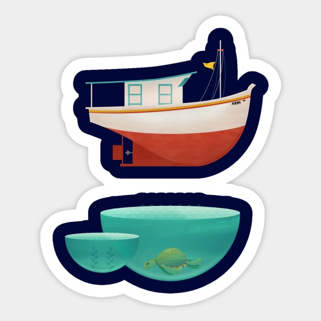 floating boat Sticker by erdavid